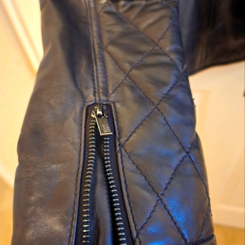 Black Rivet 100% Genuine Leather Jacket Large - Picture 5 of 7